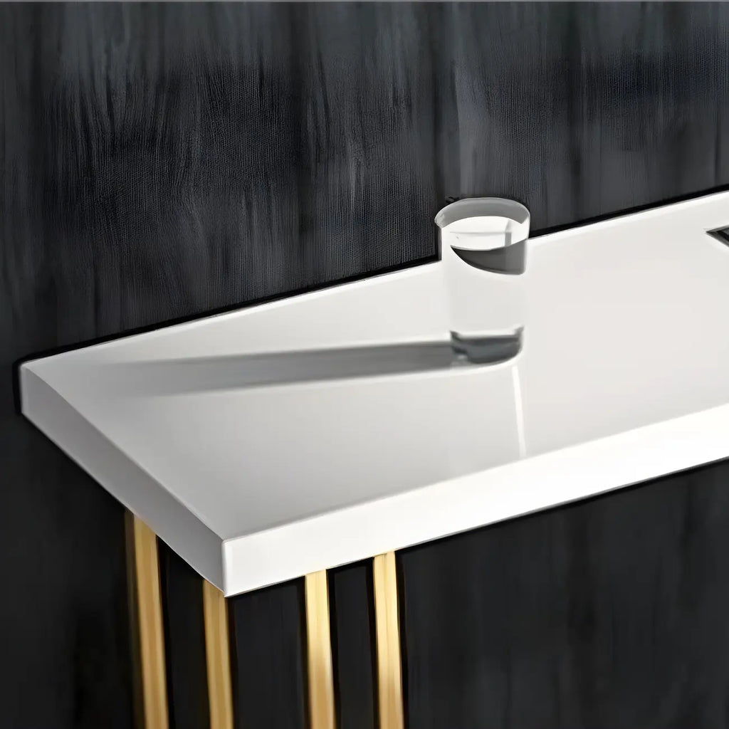 Glam White Wood Gold Iron Sled Bar Tables