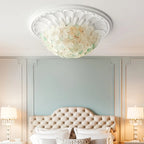 Elegant Floral Glass Dome Semi Flush Ceiling Light