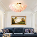 Elegant Floral Glass Dome Semi Flush Ceiling Light