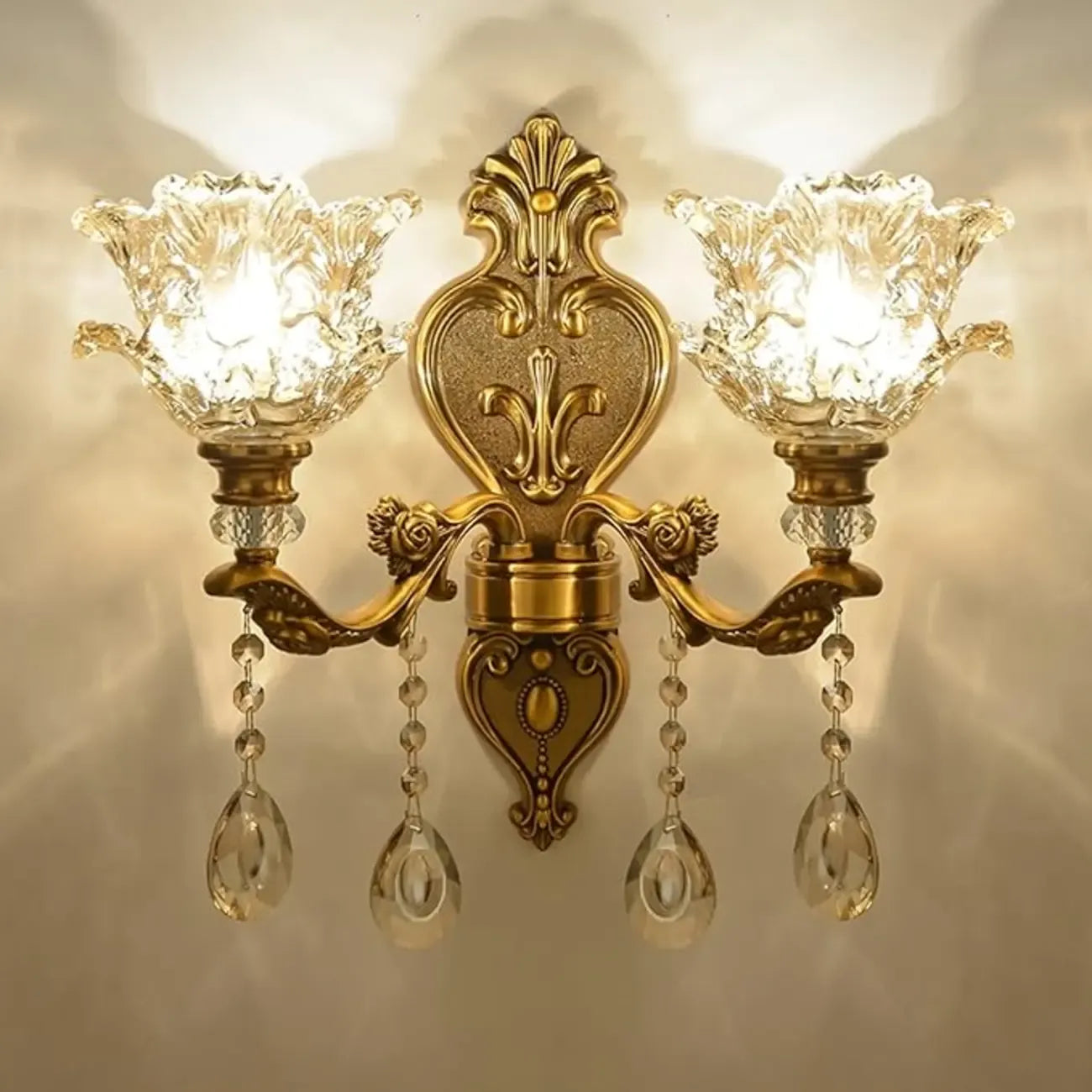 Antique Brass Geometric Indoor Wall Sconce