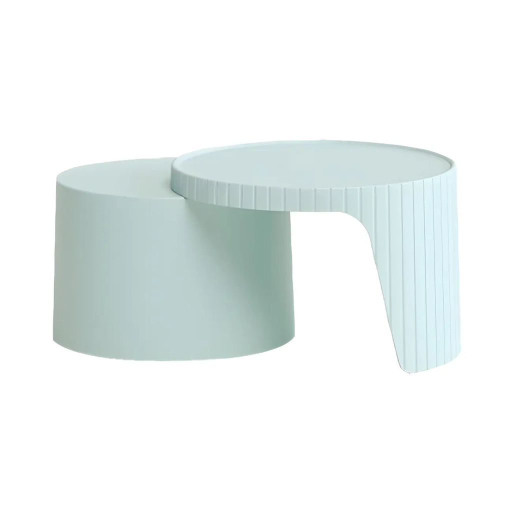 Extendable Acrylic Round Nesting Coffee Table with Tray Top