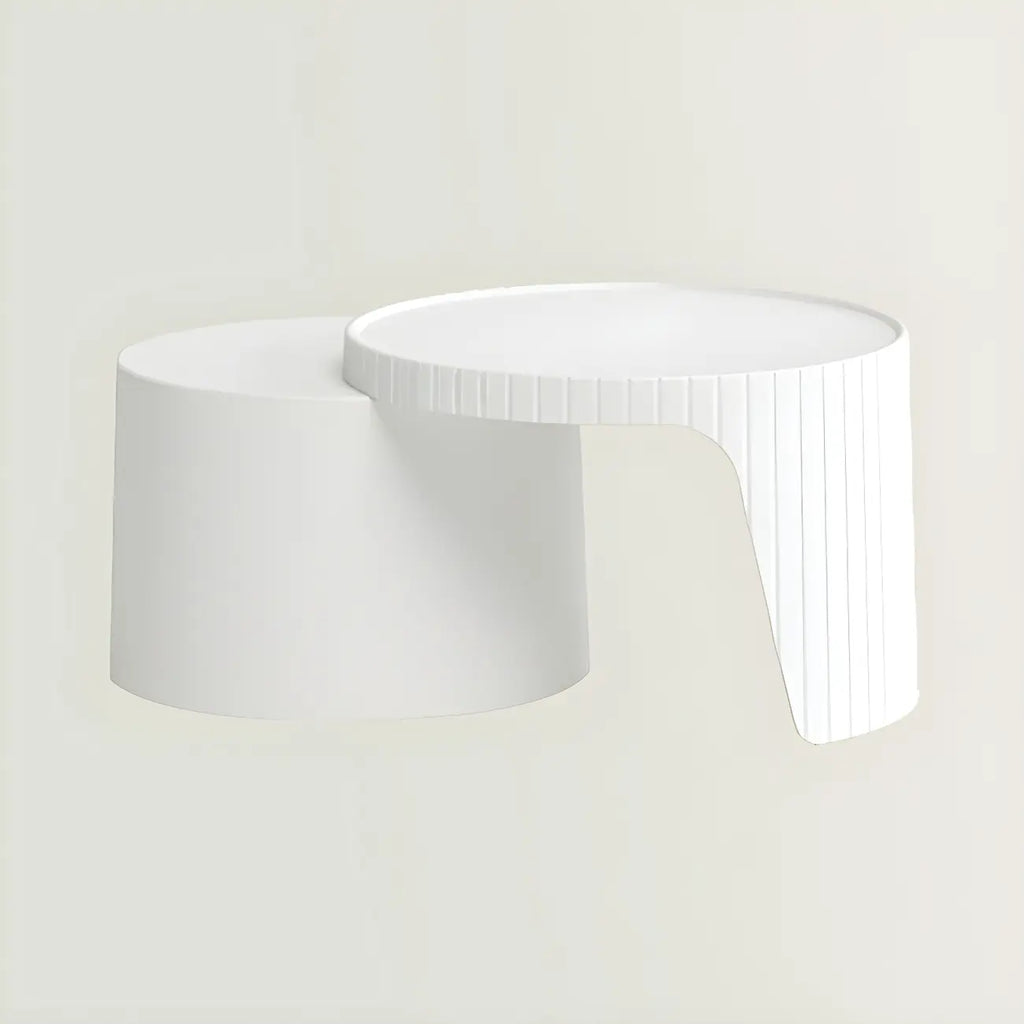 Extendable Acrylic Round Nesting Coffee Table with Tray Top