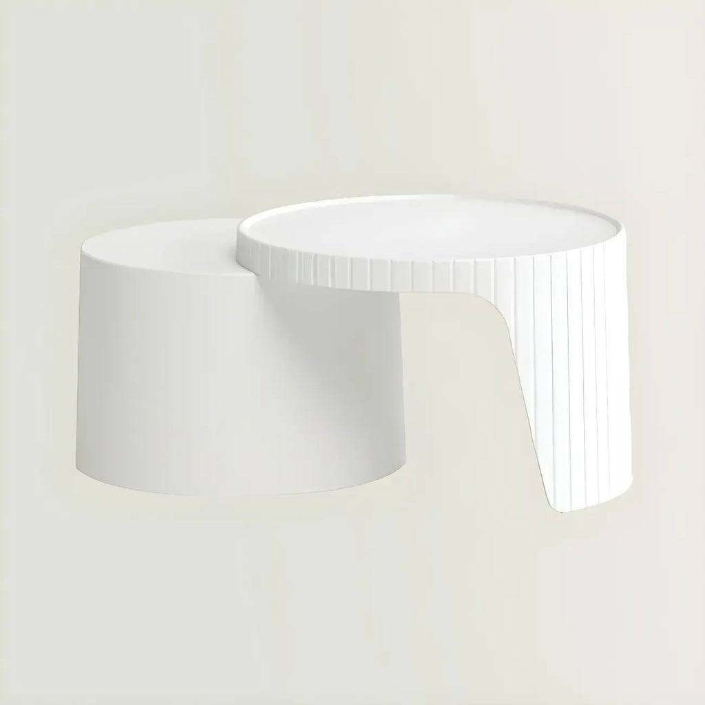 Extendable Acrylic Round Nesting Coffee Table with Tray Top