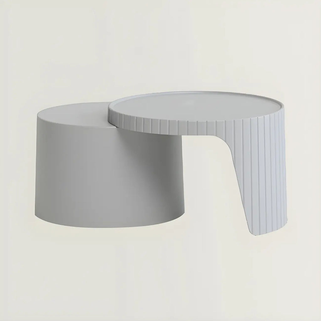 Extendable Acrylic Round Nesting Coffee Table with Tray Top