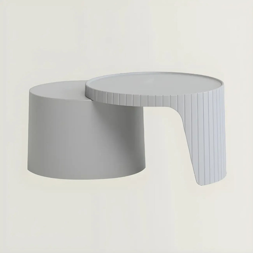 Extendable Acrylic Round Nesting Coffee Table with Tray Top