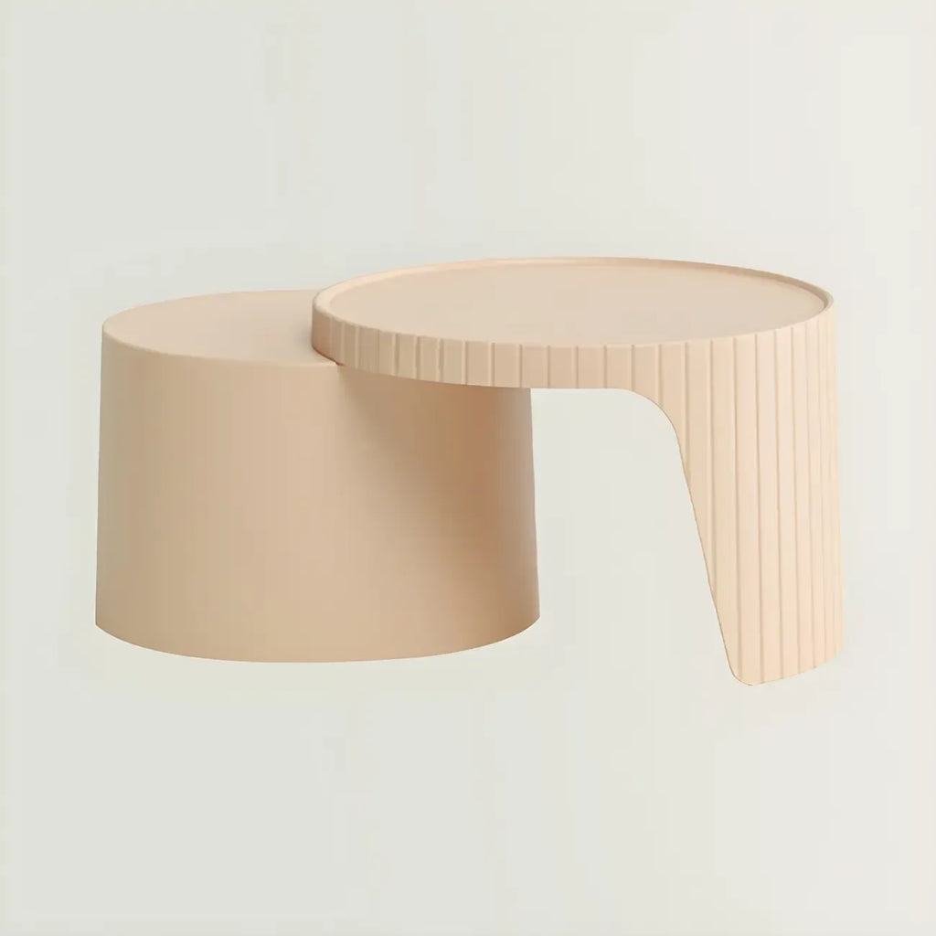 Extendable Acrylic Round Nesting Coffee Table with Tray Top