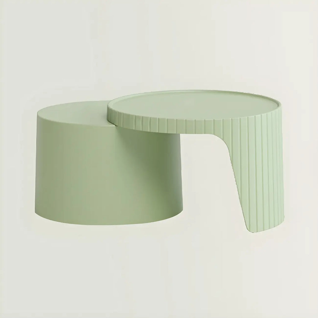 Extendable Acrylic Round Nesting Coffee Table with Tray Top