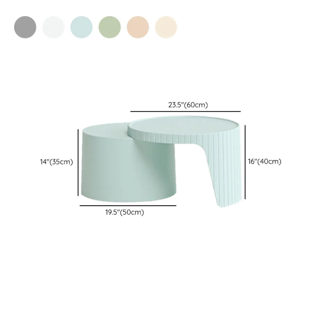 Extendable Acrylic Round Nesting Coffee Table with Tray Top