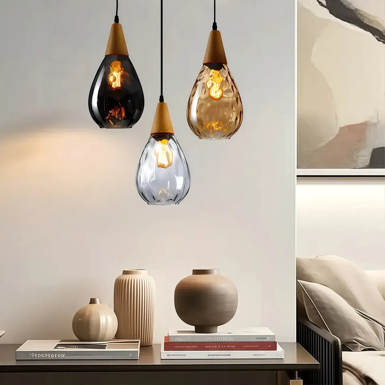 Dune Color Glass Drop Pendant Light for Home Decor