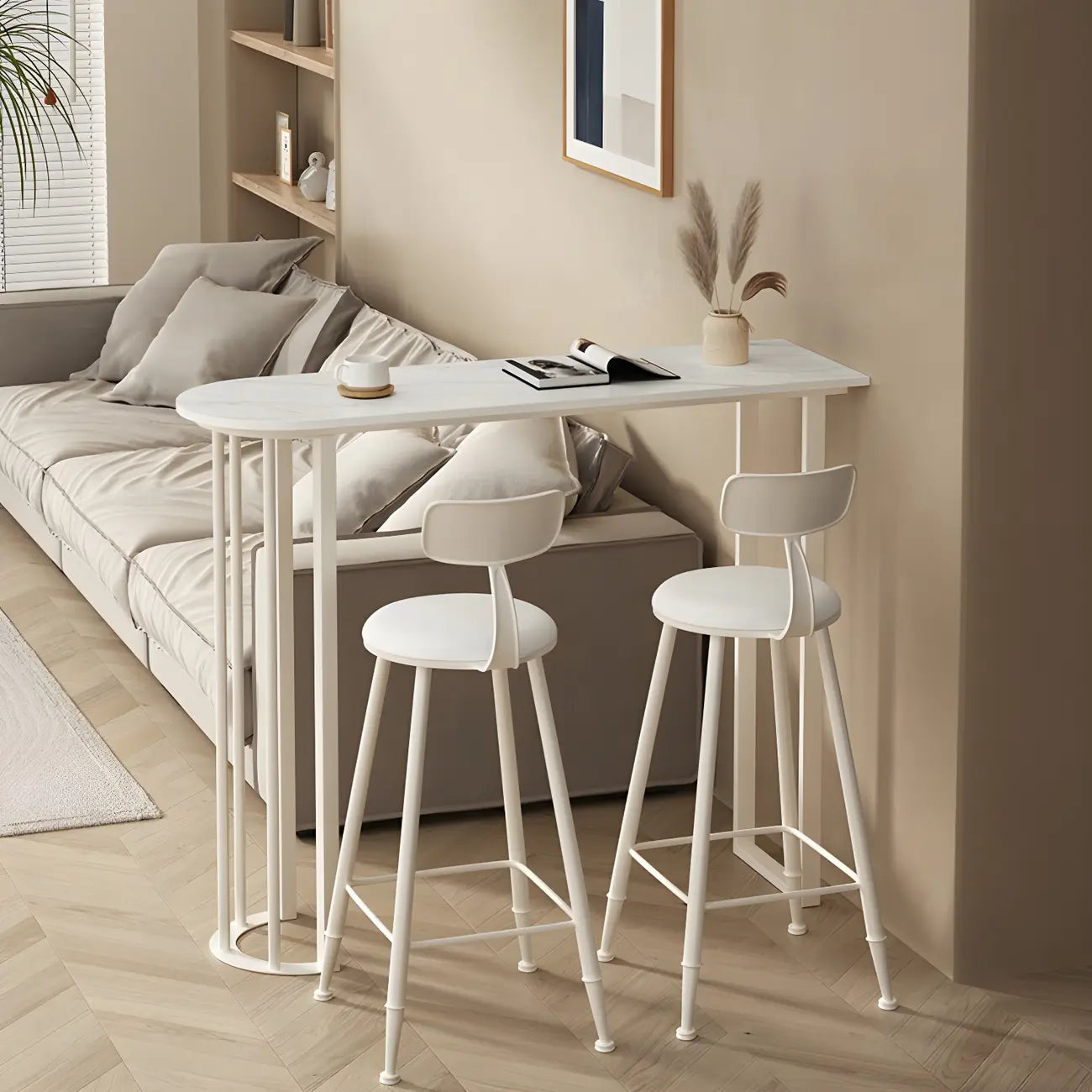 Modern Free Form White Stone Iron Base Bar Tables