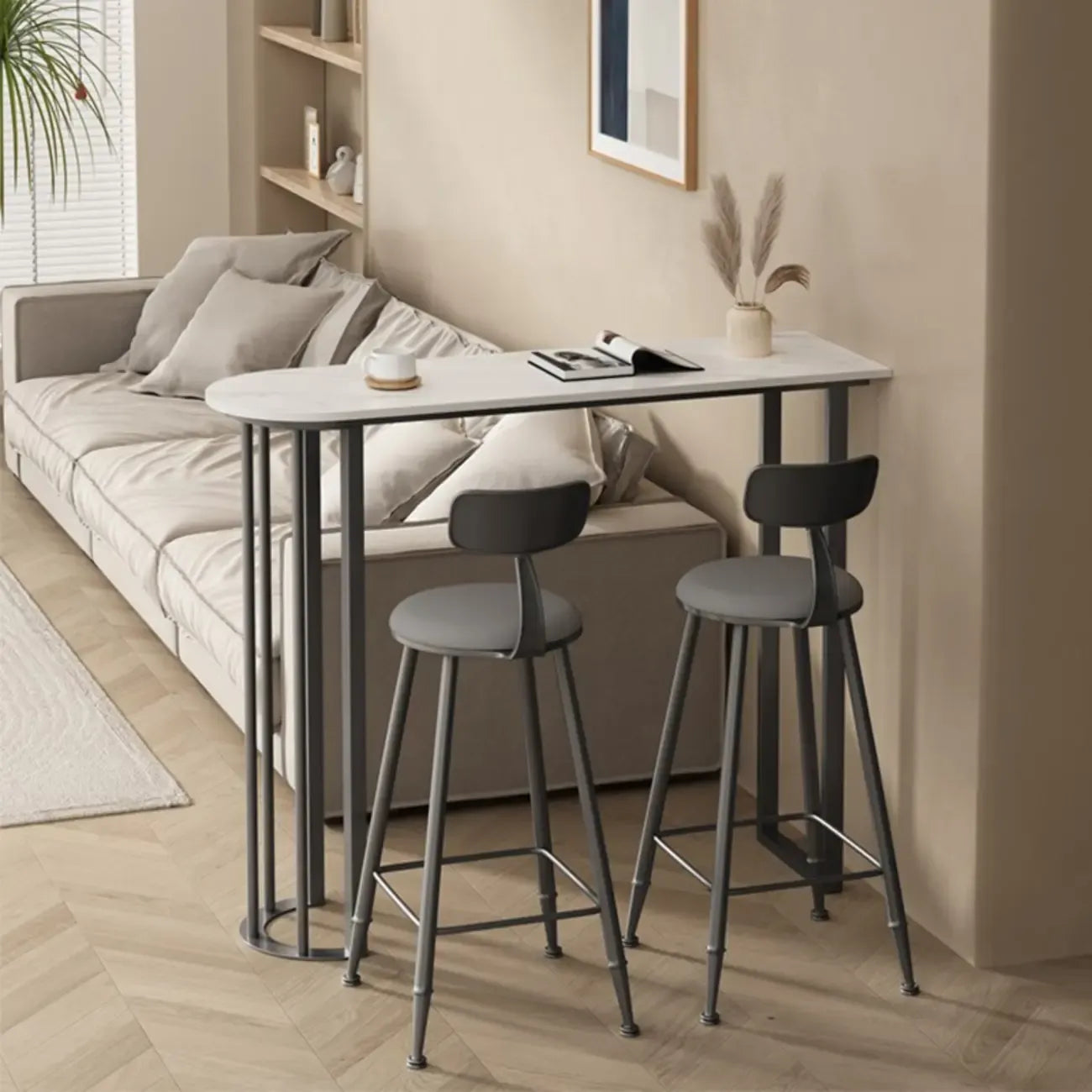 Modern Free Form White Stone Iron Base Bar Tables