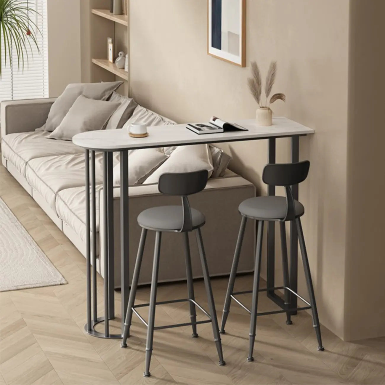 Modern Free Form White Stone Iron Base Bar Tables