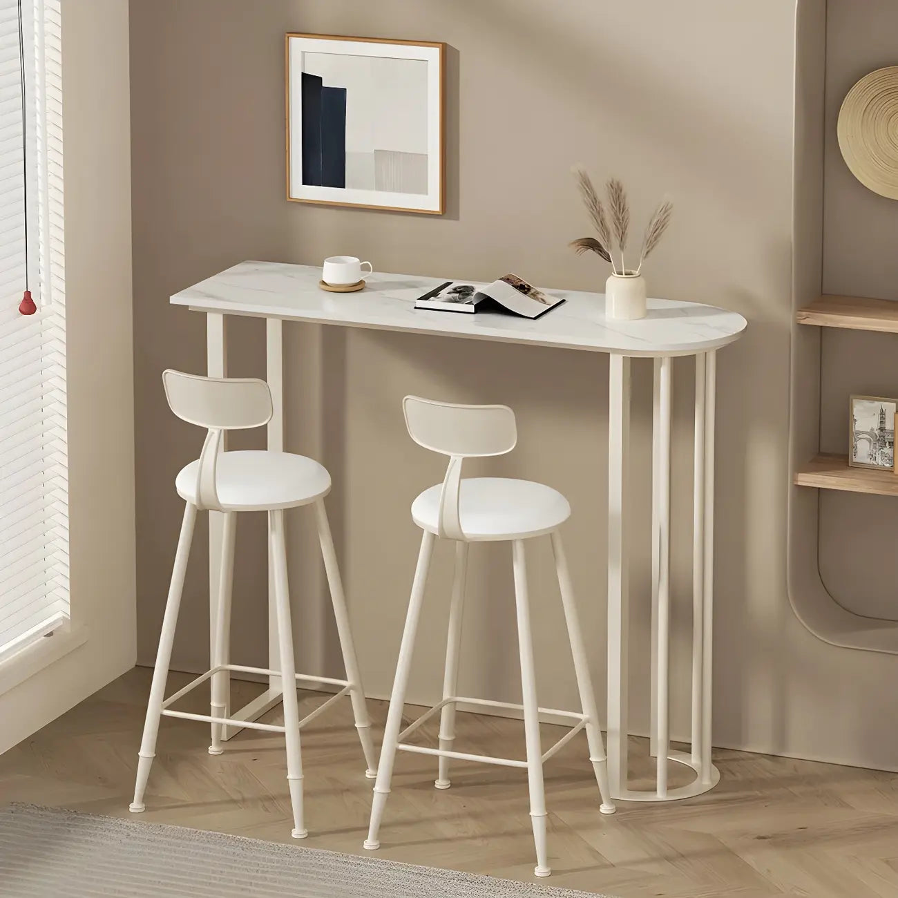Modern Free Form White Stone Iron Base Bar Tables