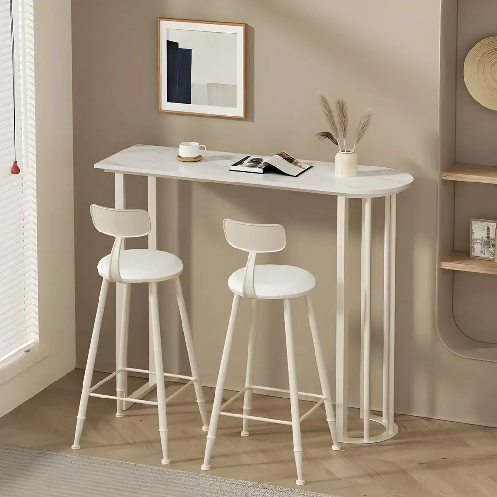 Modern Free Form White Stone Iron Base Bar Tables