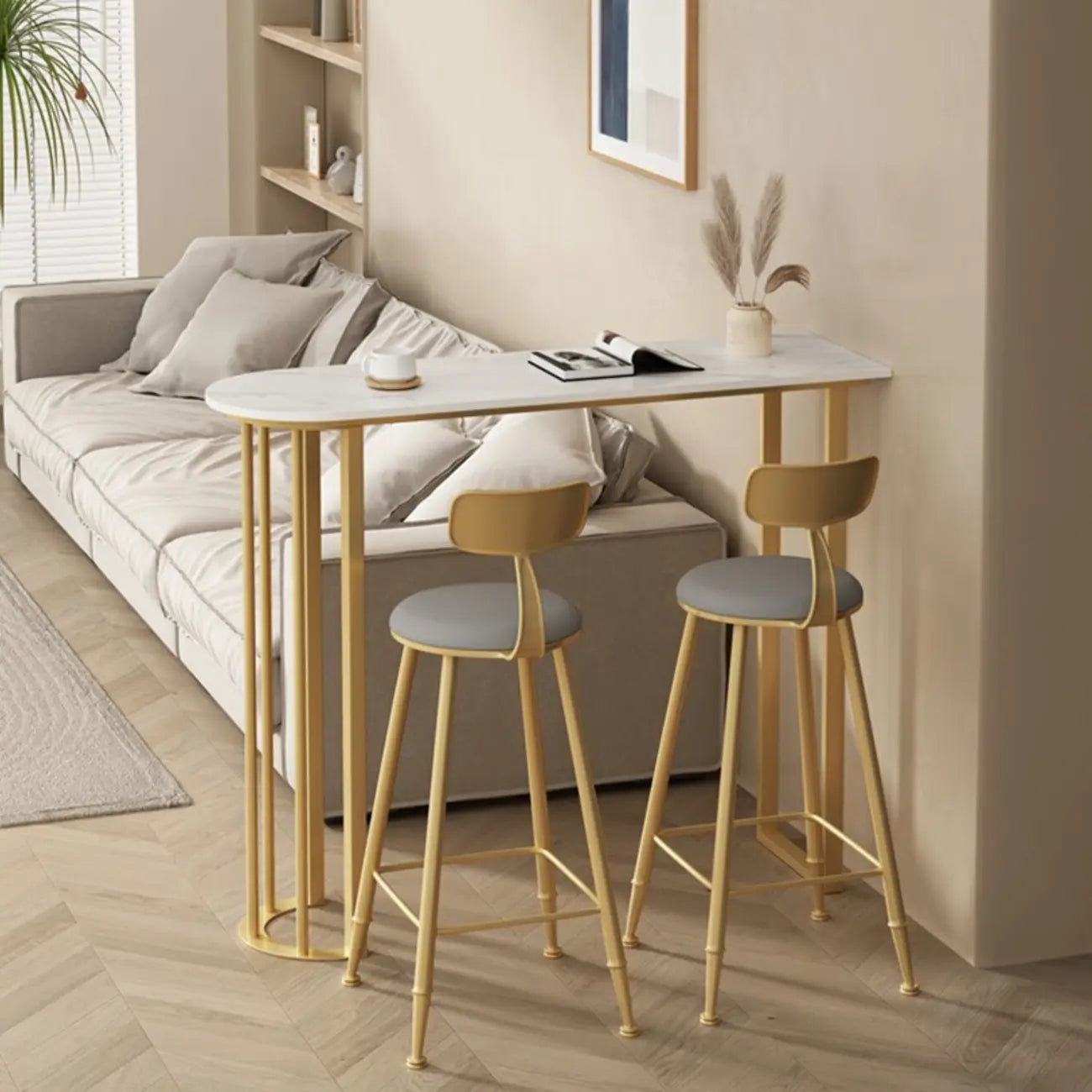 Modern Free Form White Stone Iron Base Bar Tables