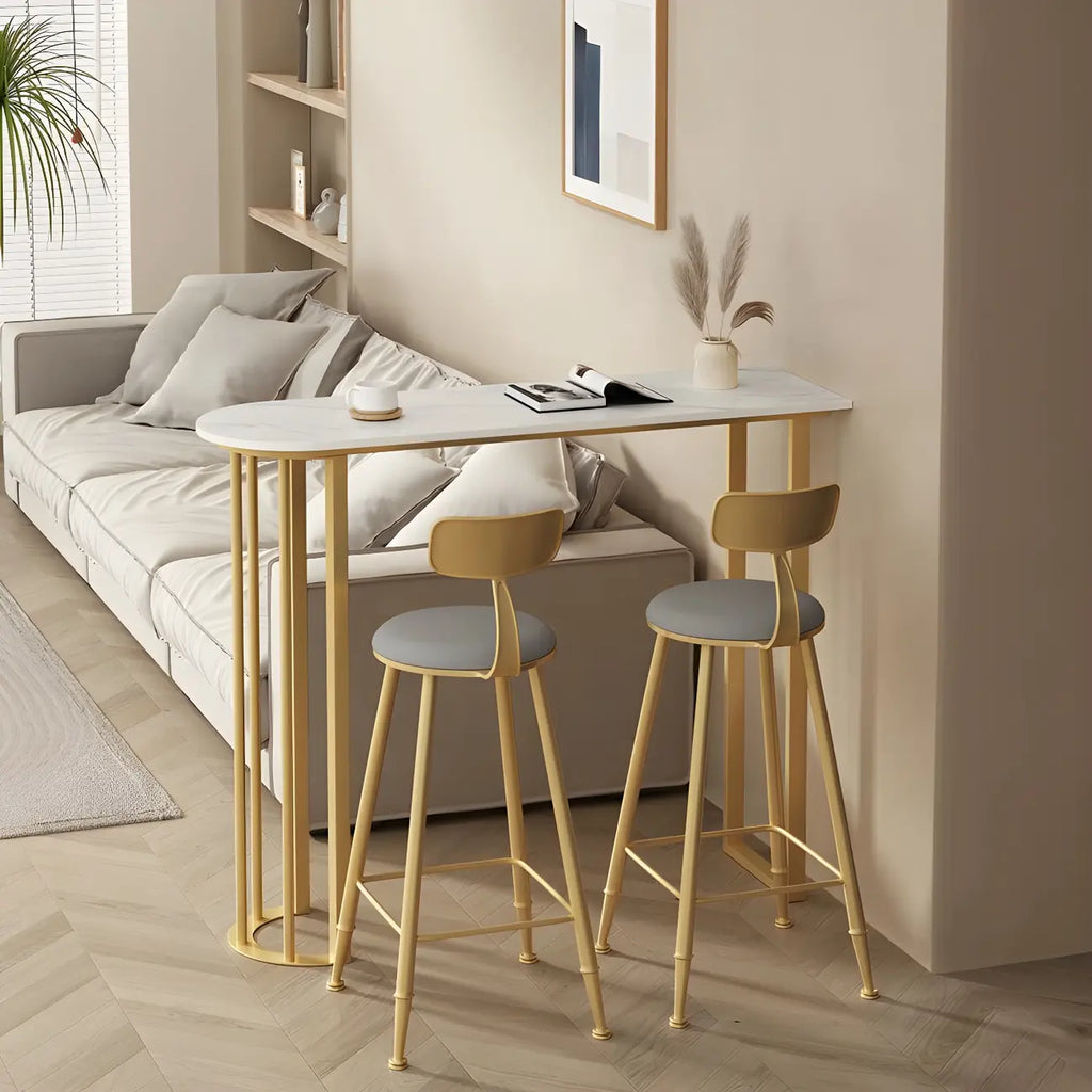 Modern Free Form White Stone Iron Base Bar Tables