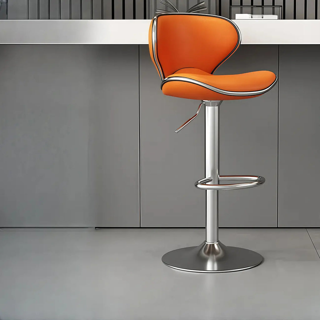 Leather Cushioned Saddle Swivel Adjustable Bar Stool