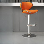 Leather Cushioned Saddle Swivel Adjustable Bar Stool