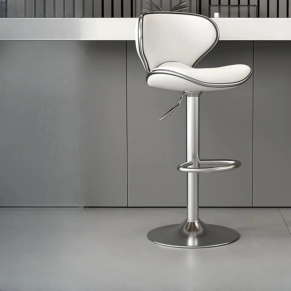 Leather Cushioned Saddle Swivel Adjustable Bar Stool