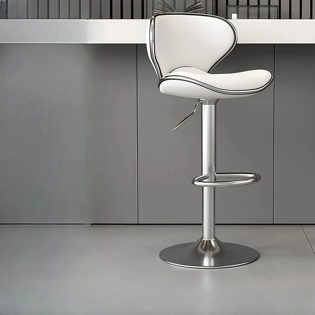 Leather Cushioned Saddle Swivel Adjustable Bar Stool