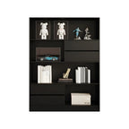 Contemporary Wood Multi-Shelf Black Storage Bookcase