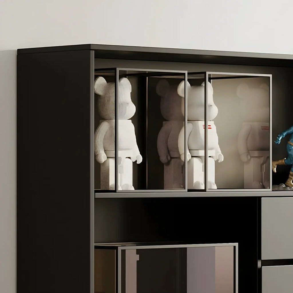 Contemporary Wood Multi-Shelf Black Storage Bookcase