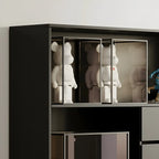 Contemporary Wood Multi-Shelf Black Storage Bookcase
