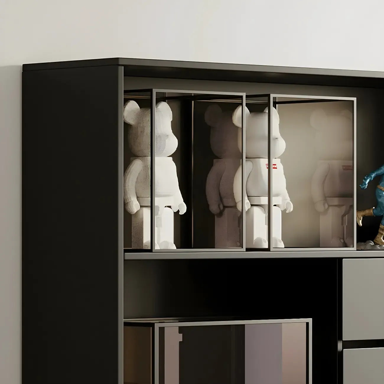 Contemporary Wood Multi-Shelf Black Storage Bookcase