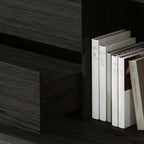 Contemporary Wood Multi-Shelf Black Storage Bookcase