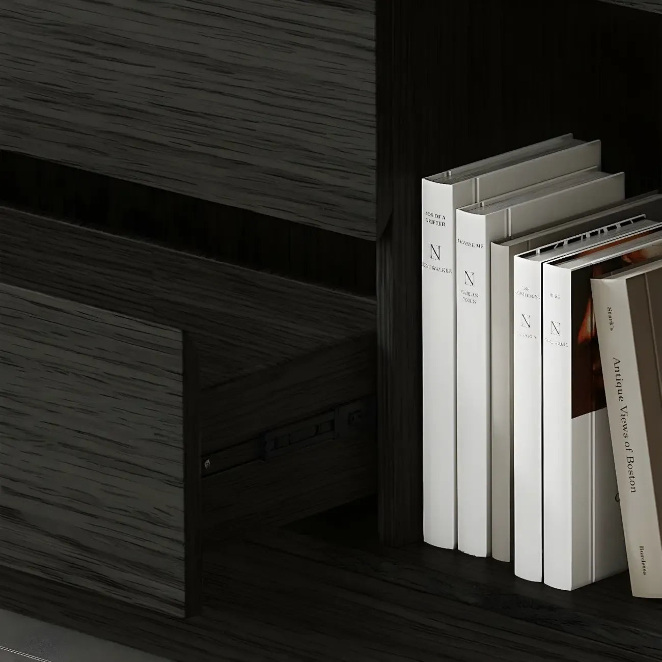 Contemporary Wood Multi-Shelf Black Storage Bookcase