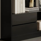 Contemporary Wood Multi-Shelf Black Storage Bookcase