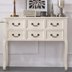 Rectangular Dark Walnut Console Table with Drawers