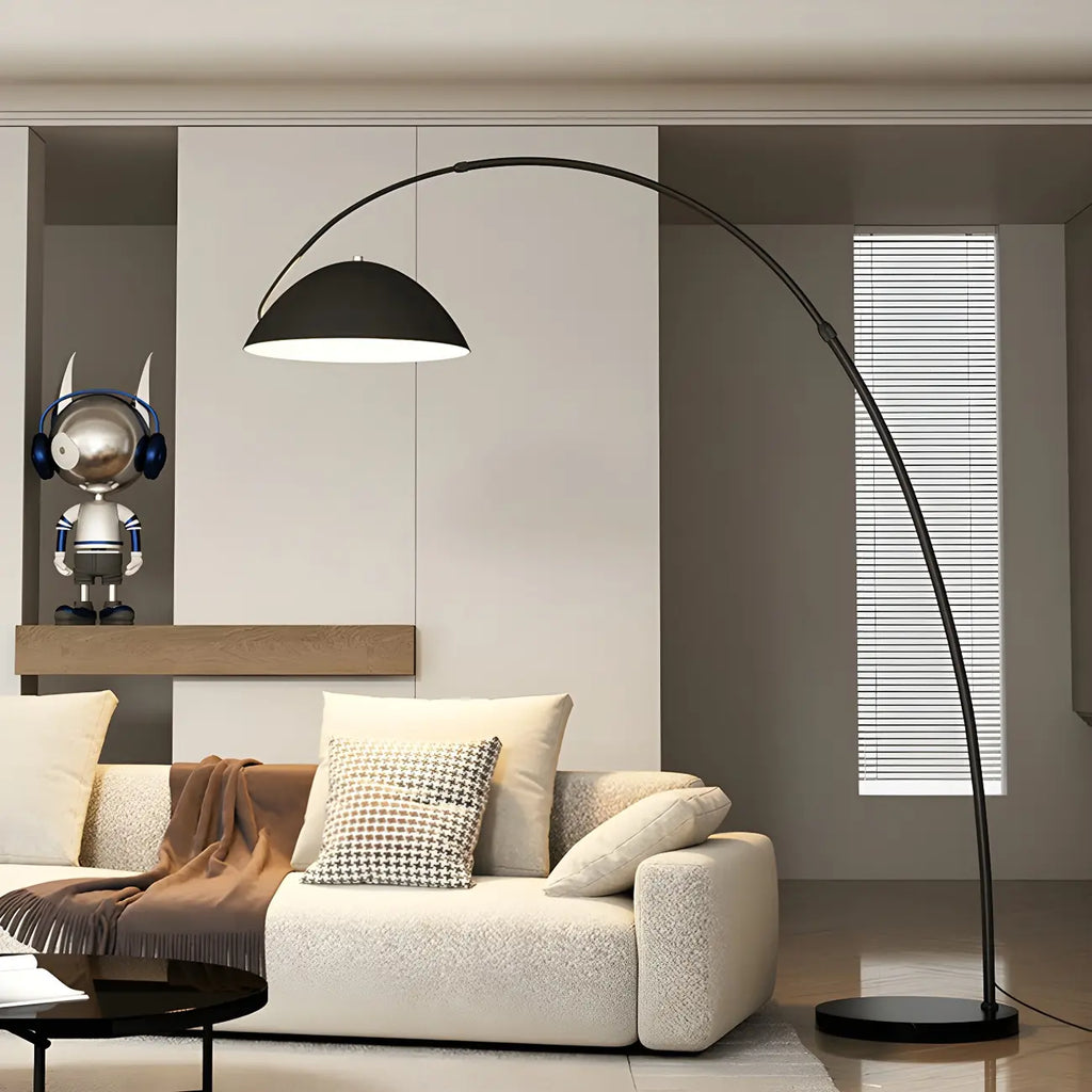 Large Modern Minimalist Adjustable Metal Arc Dome Floor Lamp
