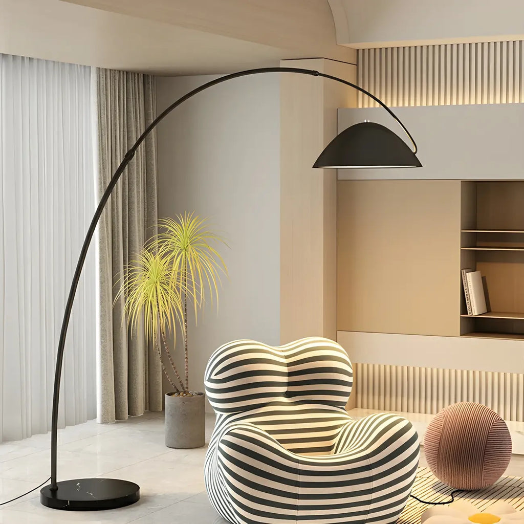 Large Modern Minimalist Adjustable Metal Arc Dome Floor Lamp