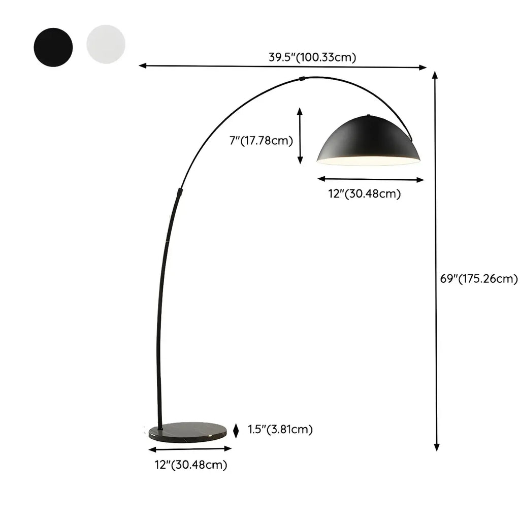 Large Modern Minimalist Adjustable Metal Arc Dome Floor Lamp