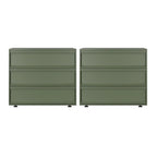 Contemporary Wooden Neat Line Olive Green 2 Drawer Nightstand