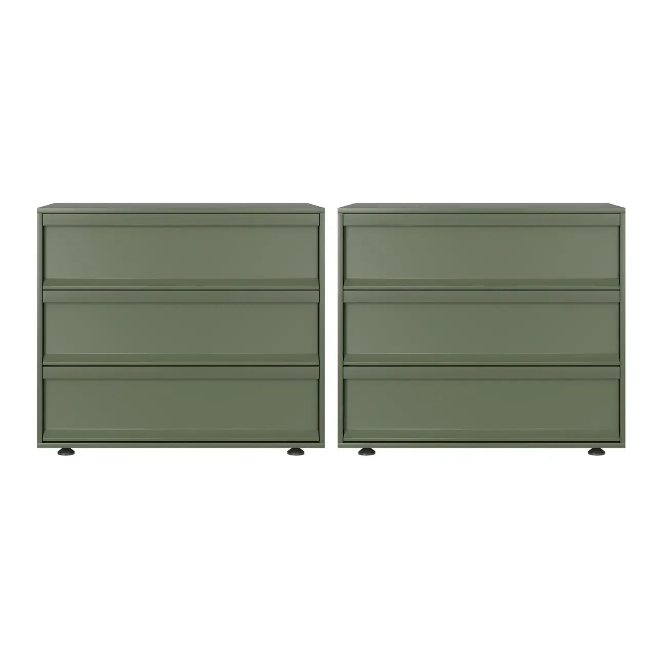 Contemporary Wooden Neat Line Olive Green 2 Drawer Nightstand