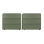 Contemporary Wooden Neat Line Olive Green 2 Drawer Nightstand