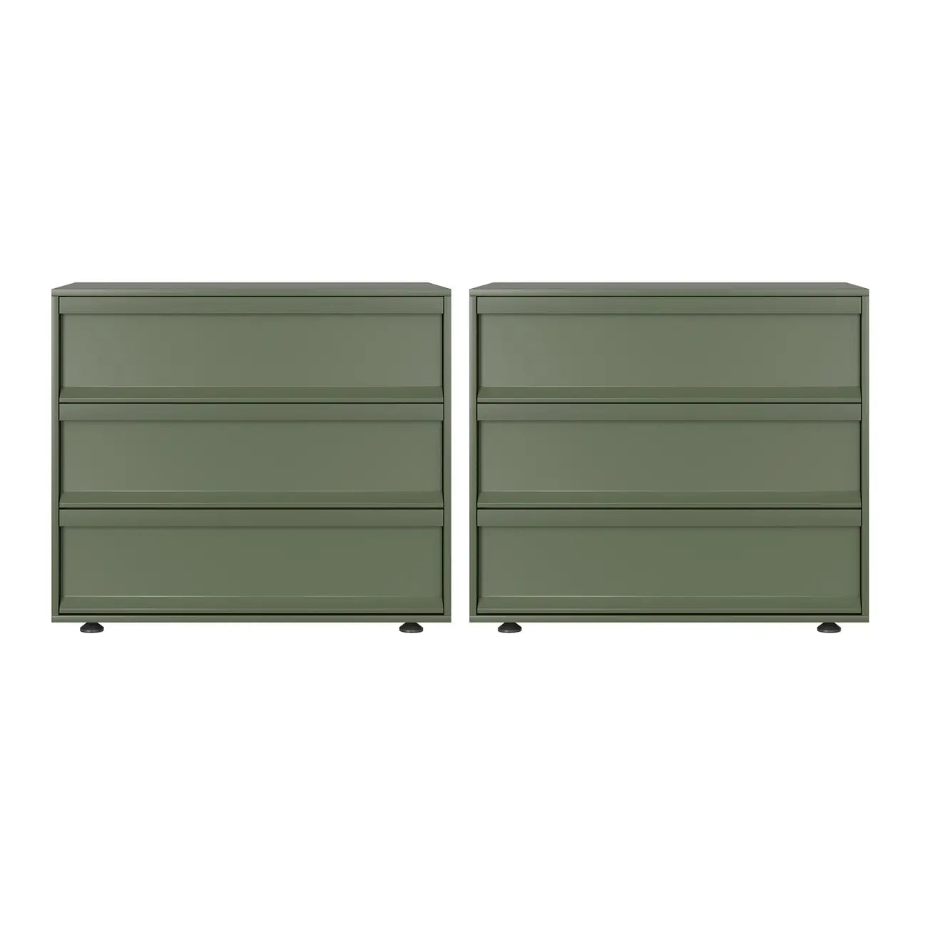 Contemporary Wooden Neat Line Olive Green 2 Drawer Nightstand