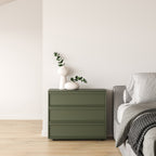 Contemporary Wooden Neat Line Olive Green 2 Drawer Nightstand