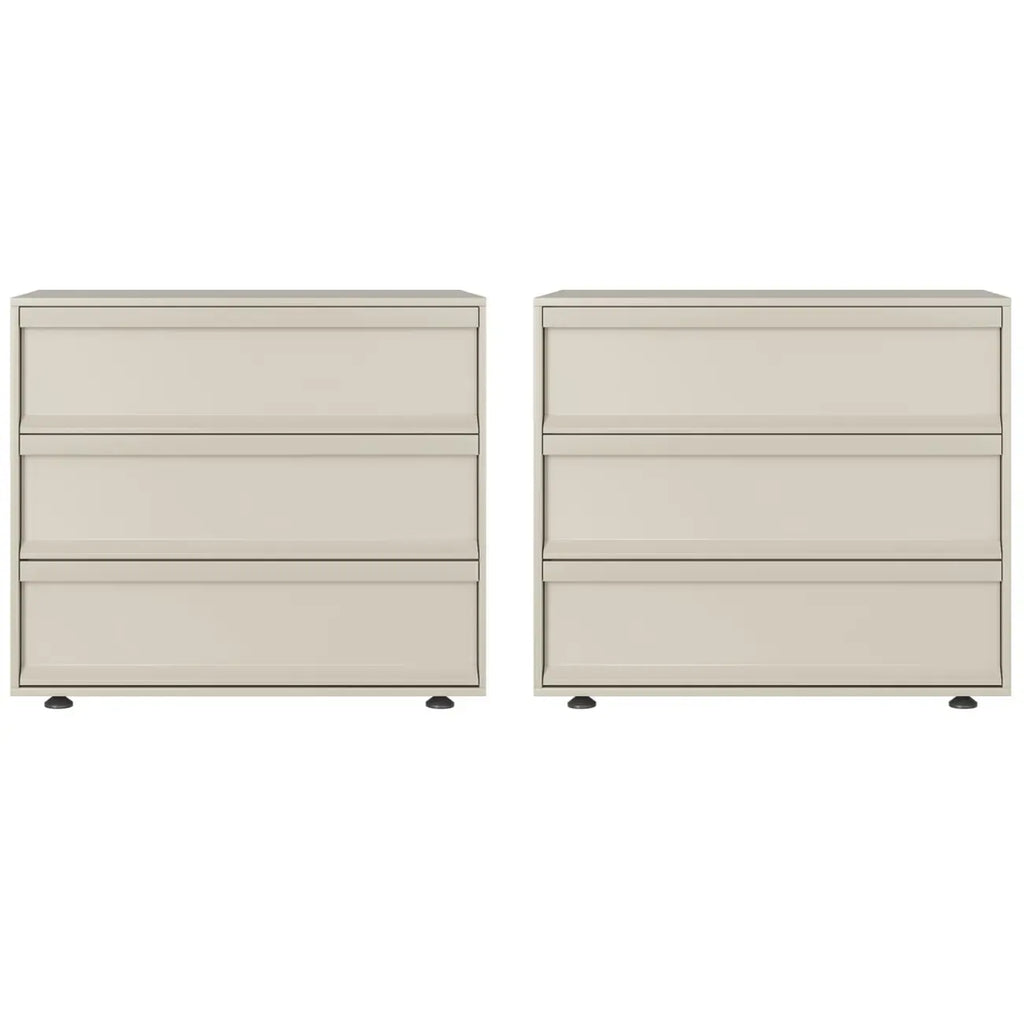 Contemporary Wooden Neat Line Olive Green 2 Drawer Nightstand