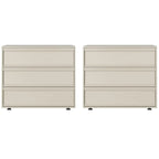 Contemporary Wooden Neat Line Olive Green 2 Drawer Nightstand