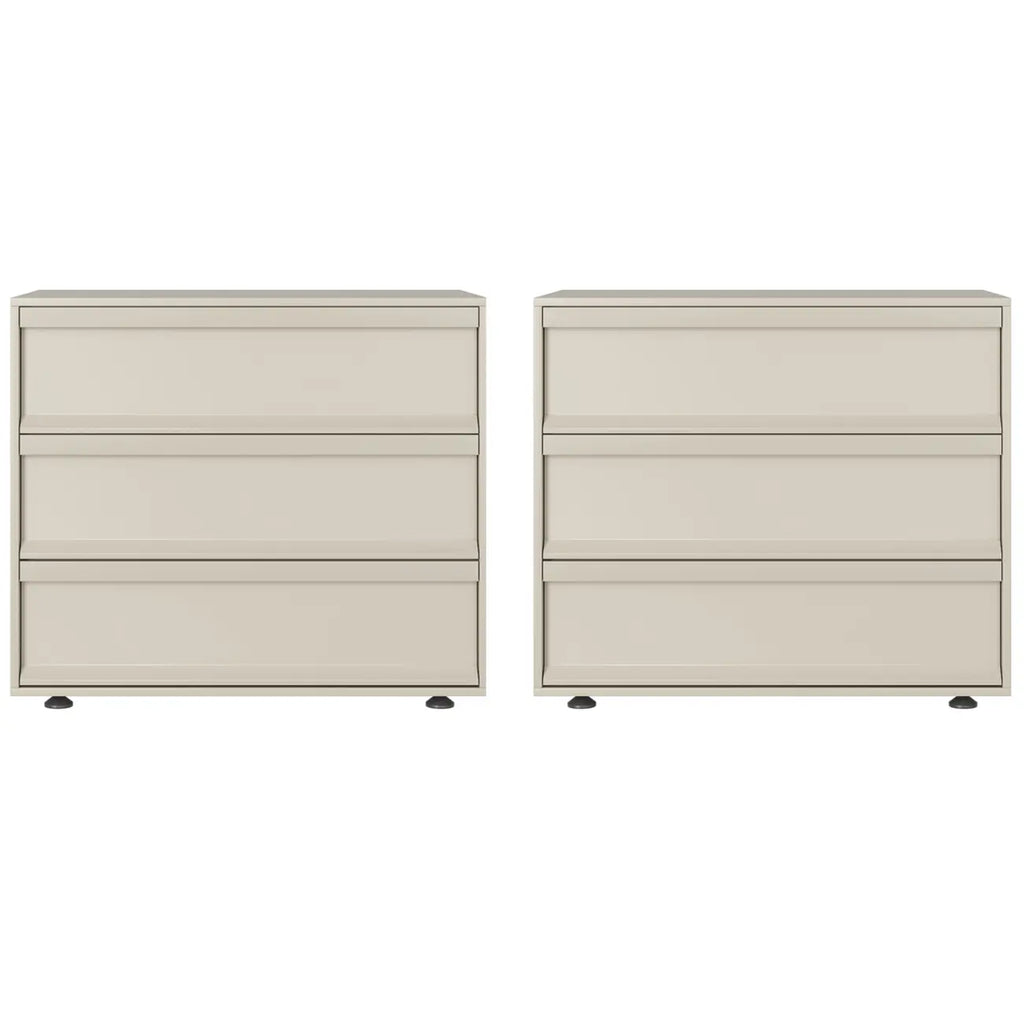 Contemporary Wooden Neat Line Olive Green 2 Drawer Nightstand