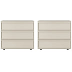 Contemporary Wooden Neat Line Olive Green 2 Drawer Nightstand