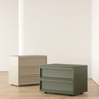Contemporary Wooden Neat Line Olive Green 2 Drawer Nightstand