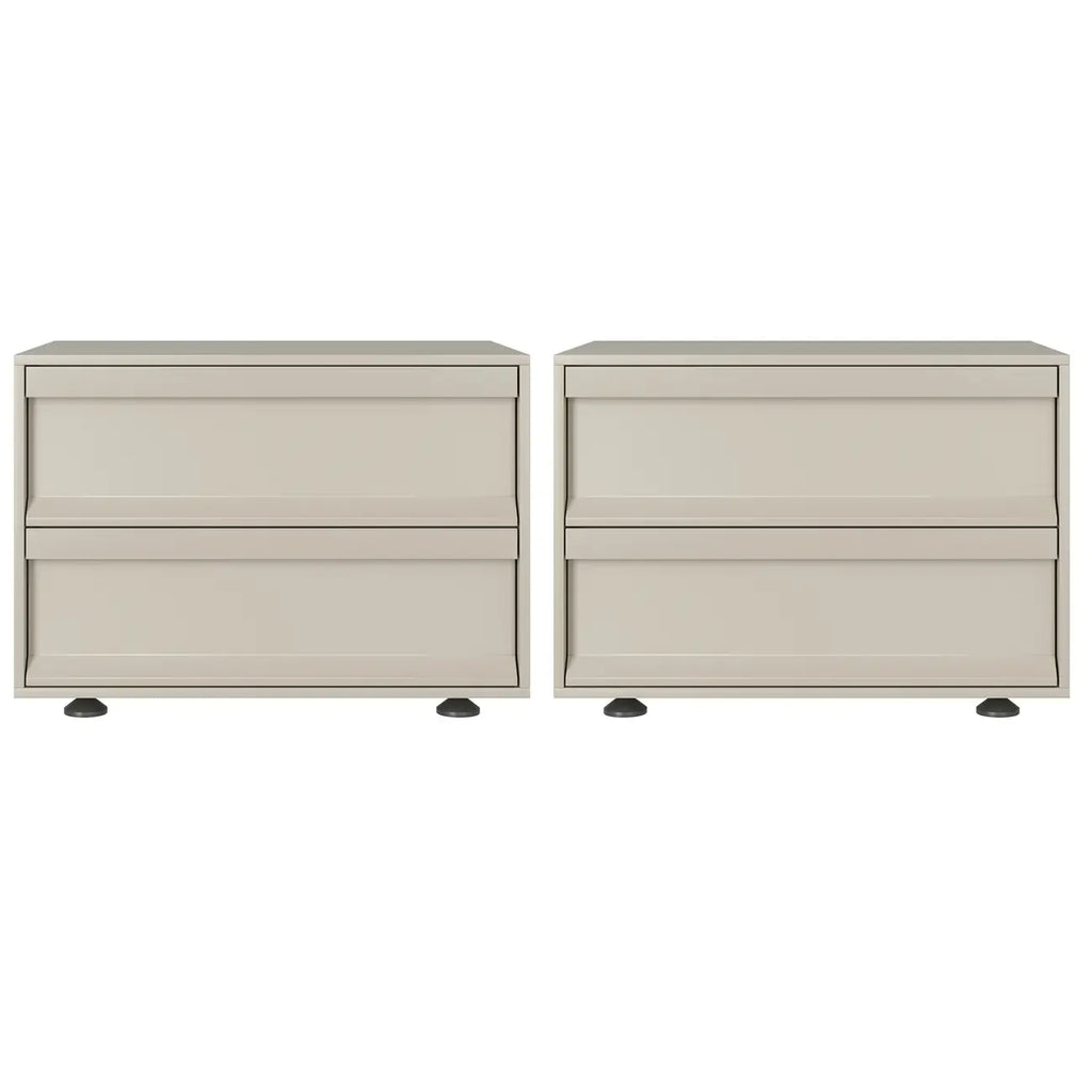 Contemporary Wooden Neat Line Olive Green 2 Drawer Nightstand