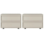 Contemporary Wooden Neat Line Olive Green 2 Drawer Nightstand