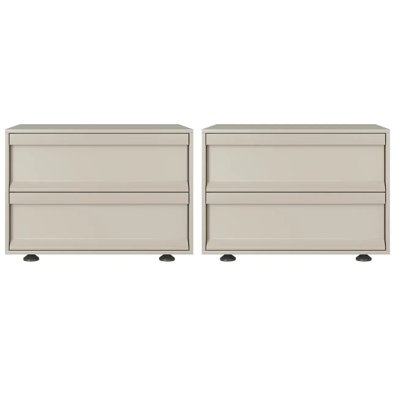 Contemporary Wooden Neat Line Olive Green 2 Drawer Nightstand