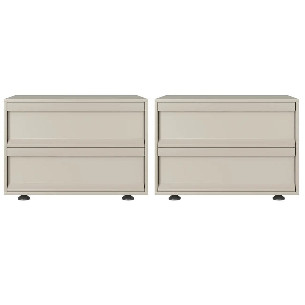Contemporary Wooden Neat Line Olive Green 2 Drawer Nightstand