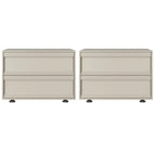 Contemporary Wooden Neat Line Olive Green 2 Drawer Nightstand
